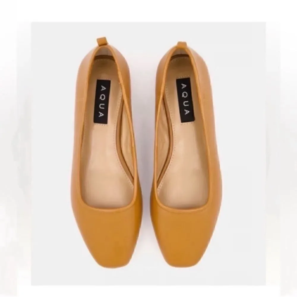 Aqua Leather Tan Flats/Shoes(Size 8.5M)